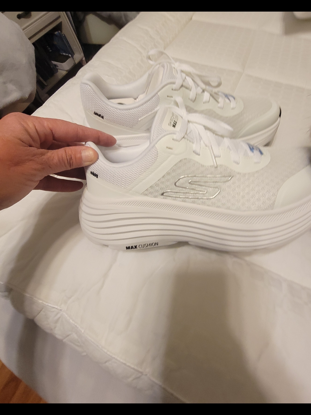 Skechers Women’s White Athletic Max Cushion Platform Sneakers